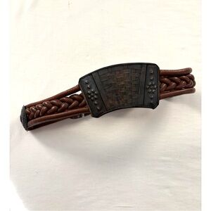 Vintage Brown Braided Belt with Woven Buckle